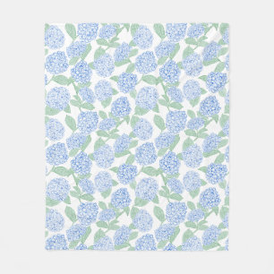Blue and Green Hydrangea Floral Throw Blanket
