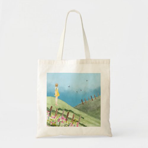 Blue and Green Illustrative Women Watercolor beg  Tote Bag