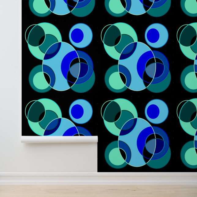 Blue and green intersecting circles design wallpaper  (Application)