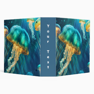 Blue and Green Jellyfish 3 Ring Binder
