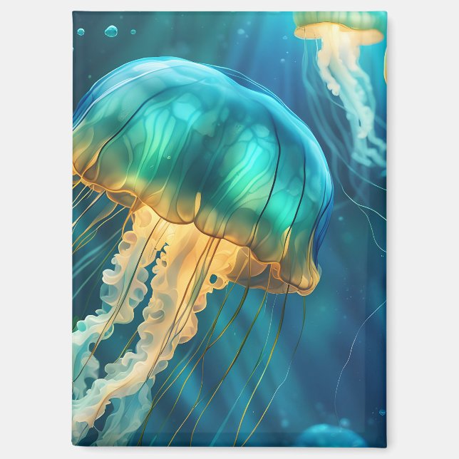 Blue and Green Jellyfish Magnet (Front)