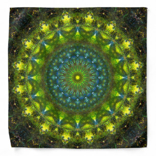 Blue and Green Kaleidoscopic Mandala Bandana