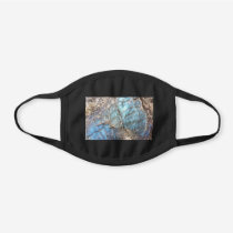 Blue and Green Labradorite Rock Photo Black Cotton Face Mask