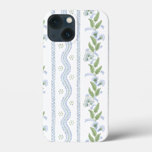 Blue and Green Leafstripes iPhone 13 Mini Case