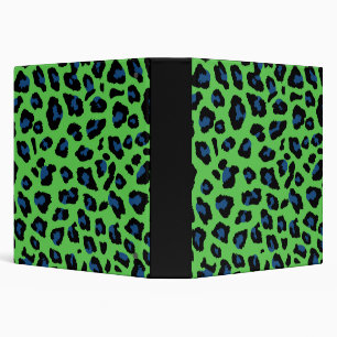 Blue and Green Leopard Print 1.5" Inch 3 Ring Binder