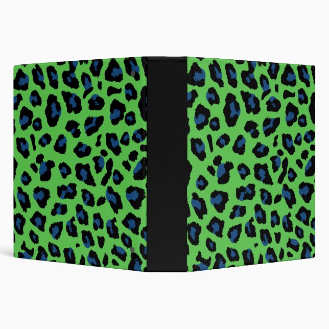 Blue and Green Leopard Print 1.5" Inch 3 Ring Binder (Background)