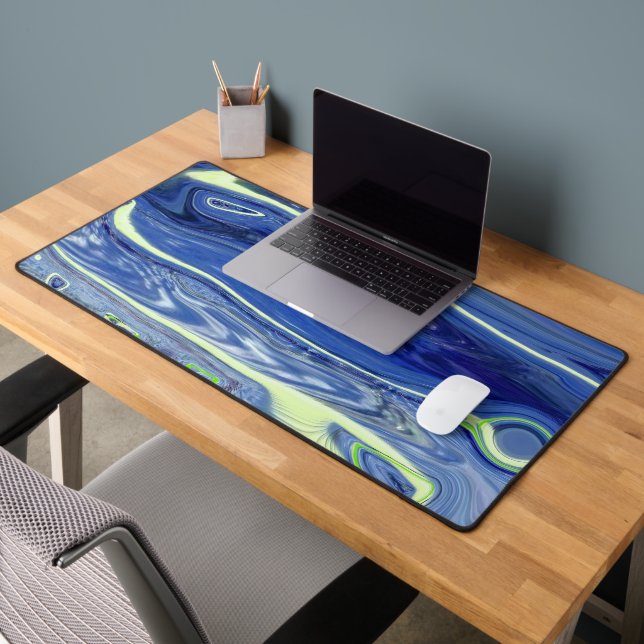 Blue and Green Liquid Abstract Desk Mat (Office 2)