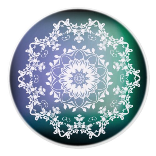 Blue and Green Mandala Ceramic Knob