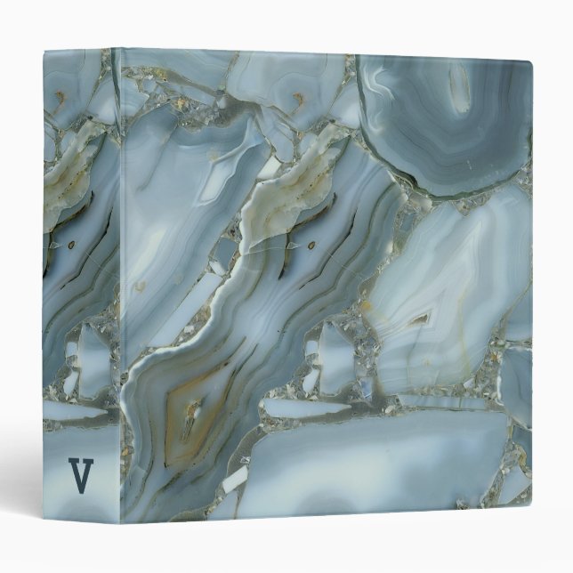 Blue And Green Marble Stone 3 Ring Binder (Front/Spine)