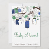 Blue and Green Mason Jars Baby Shower Invitation (Back)