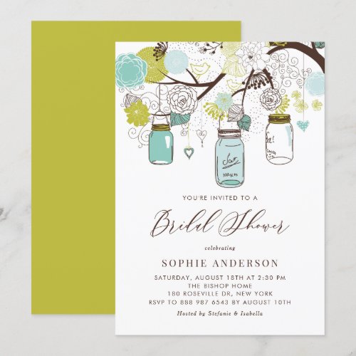 Mason Jars Spring Flowers Bridal Shower Invitation