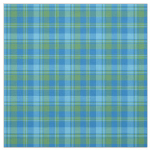Blue and Green Morning Glory Plaid Pattern Fabric