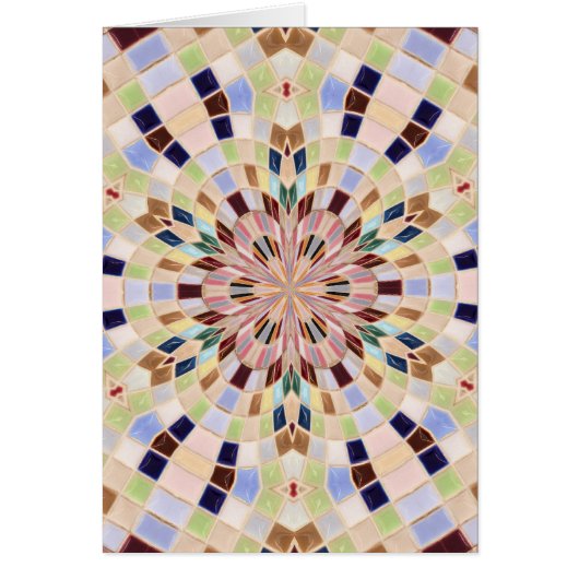 Blue and Green Mosaic Kaleidoscope Cards (Front)