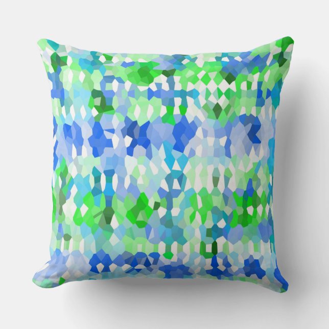 Blue and Green Mosaics Throw Pillow (Front)