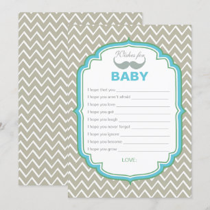 Blue and Green Mustache Wishes for Baby Card
