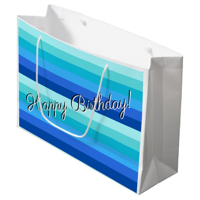 Blue and Green Ocean Shades, Striped Large Gift Bag (Front Angled)