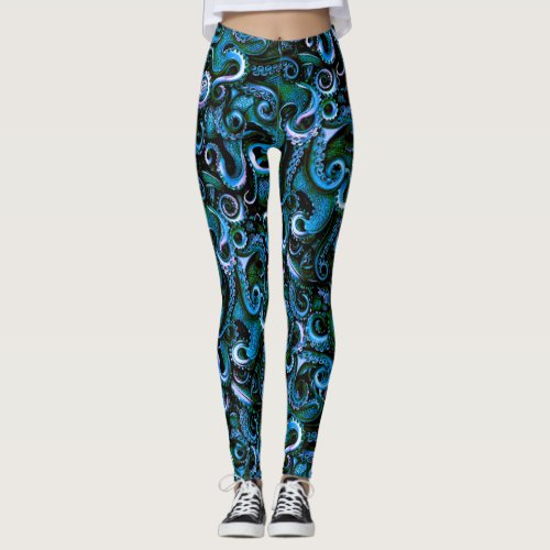 Blue and Green Octopus Tentacles Leggings