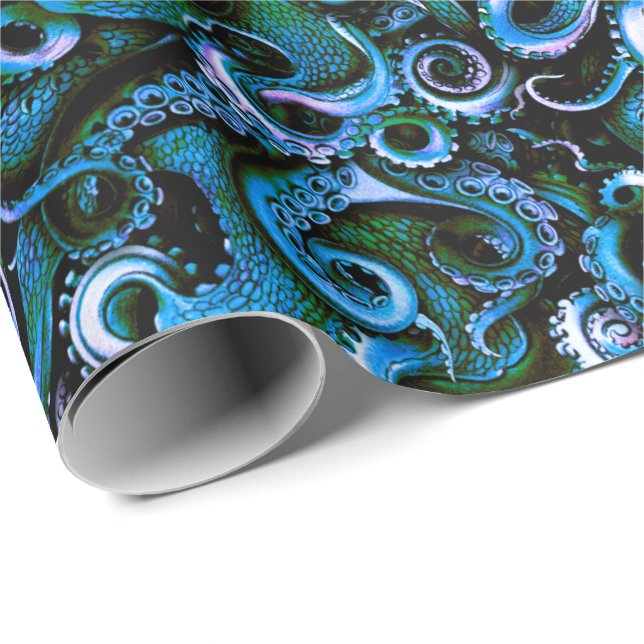 Blue and Green Octopus Tentacles Wrapping Paper (Roll Corner)