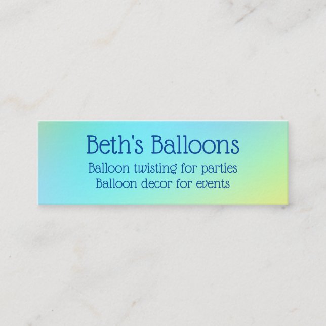 Blue and Green Ombre Customizable Mini Business Card (Front)