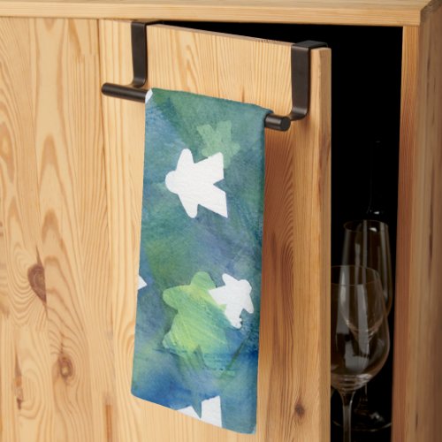 Blue and Green Painted Meeples Board Game Kitchen Towel