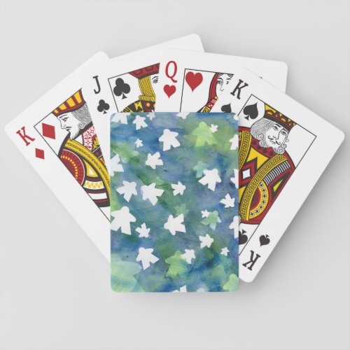 Blue and Green Painted Meeples Board Game  Playing Cards