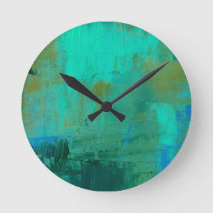 Blue and Green Painting Wall Clock Abstract Art