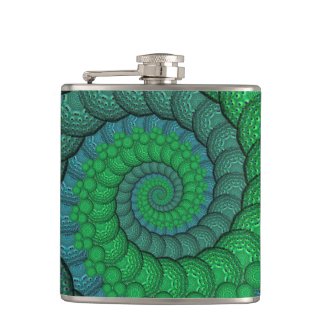 Blue and Green Peacock Feather Fractal Flask