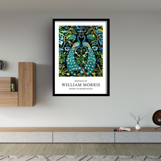Blue and green peacocks William Morris inspired Framed Art (Blue and green peacocks William Morris inspired Framed Art)