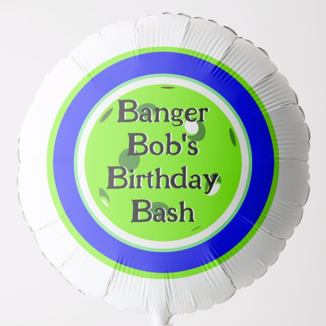 Blue and Green Pickleball Birthday Personalized Balloon (Front)