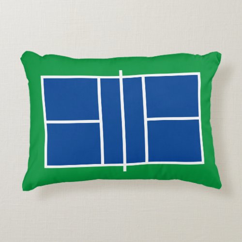 Blue and green pickleball court decorative accent pillow