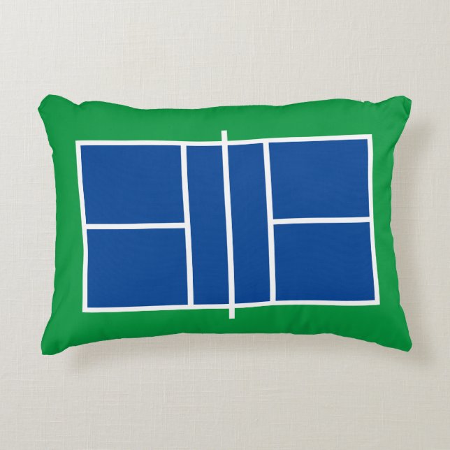 Blue and green pickleball court decorative accent pillow (Front)