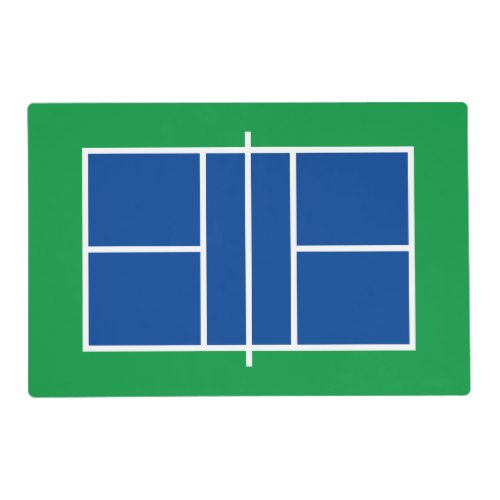 Blue and green pickleball court laminated placemat