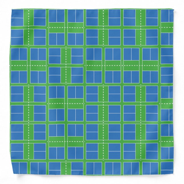 Blue and Green Pickleball Courts Bandana (Front)