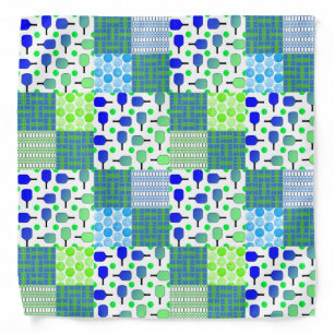 Blue and Green Pickleball Courts, Paddles, & Balls Bandana