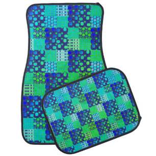 Blue and Green Pickleball Courts, Paddles, & Balls Car Floor Mat