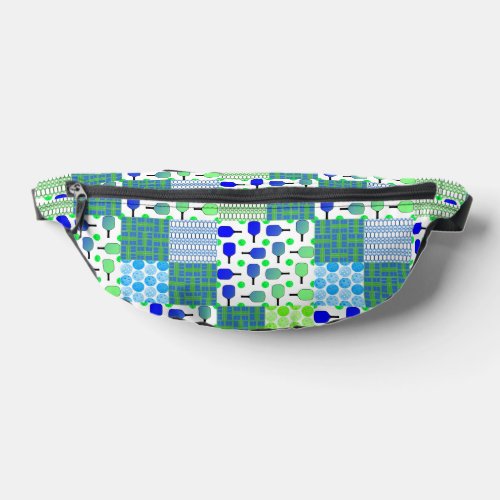 Blue and Green Pickleball Courts Paddles  Balls Fanny Pack