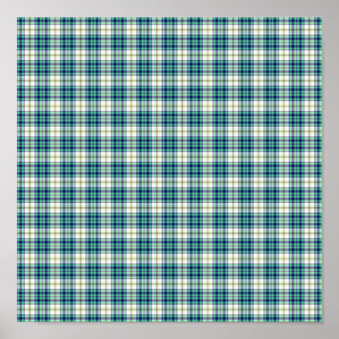 Blue And Green Plaid Background Paper Posters