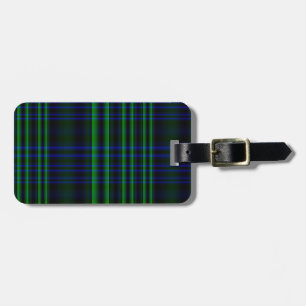 Blue and Green Plaid Checked Luggage Tag