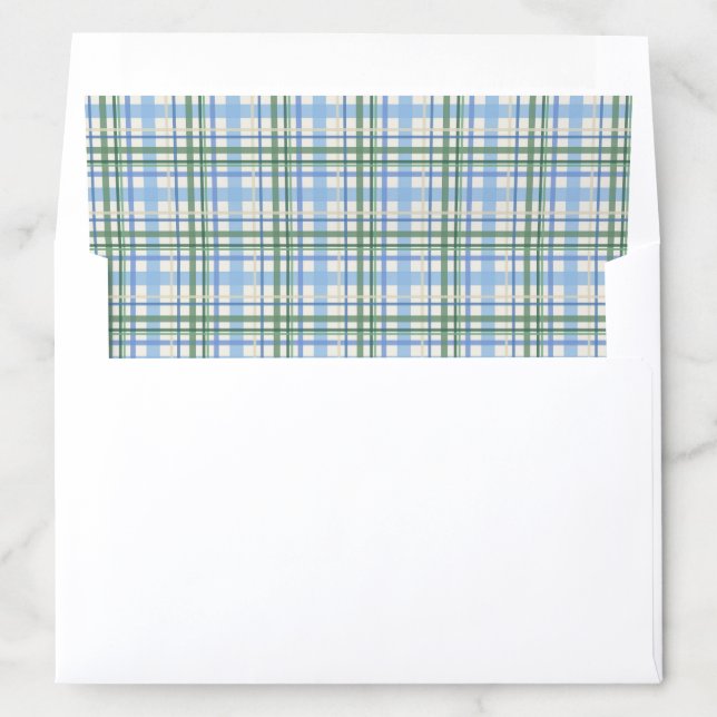 Blue And Green Plaid Christmas Card Envelope Liner (In Envelope)