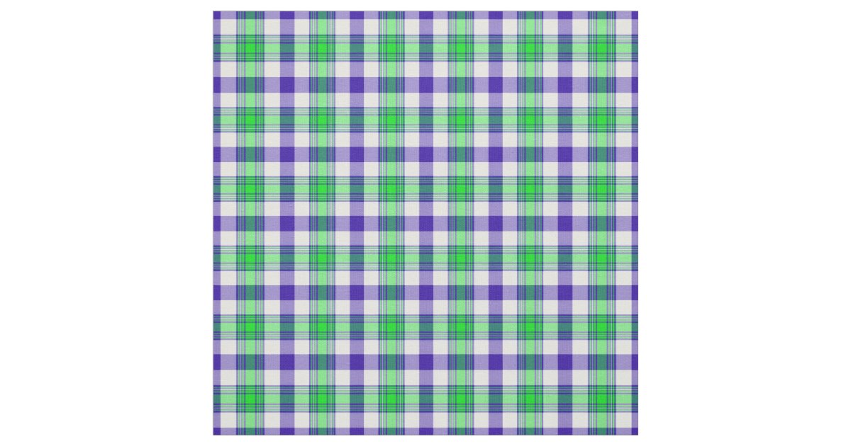 Blue and Green Plaid Fabric Zazzle