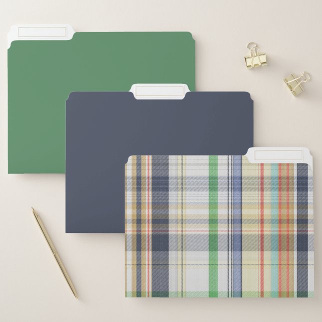 Blue and Green Plaid File Folder (Set)