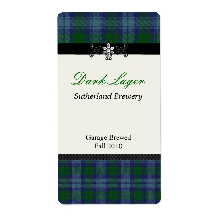 Blue and Green Plaid Home brewed beer Labels