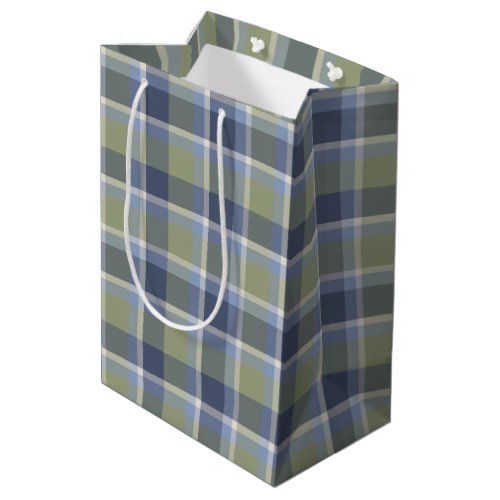 Blue and Green Plaid Medium Gift Bag