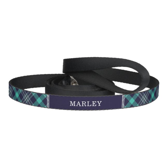 Blue and Green Plaid Pattern Pet Leash (Handle)
