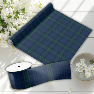 Blue and Green Plaid Preppy Posh Chic  Satin Ribbon