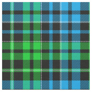 Blue and Green Plaid Tartan Black  Fabric