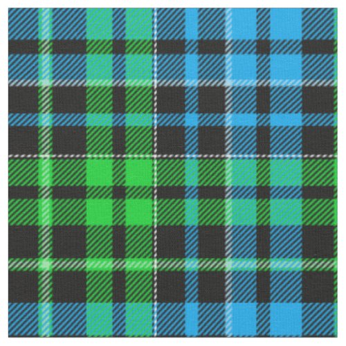 Blue and Green Plaid Tartan Black Fabric