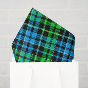 Blue and Green Plaid Tartan Black Tissue Paper