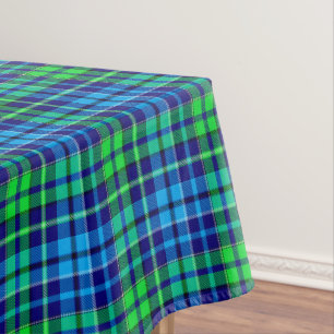 Blue and Green Plaid Tartan Navy Blue Tablecloth