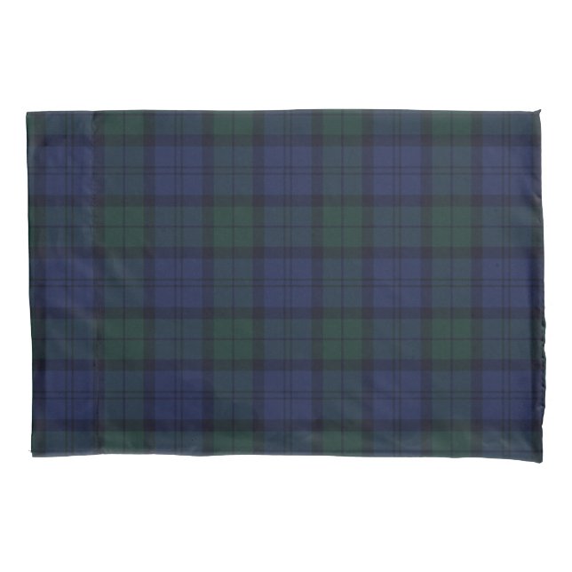 Blue and Green Plaid Tartan Pillow Case (Front)